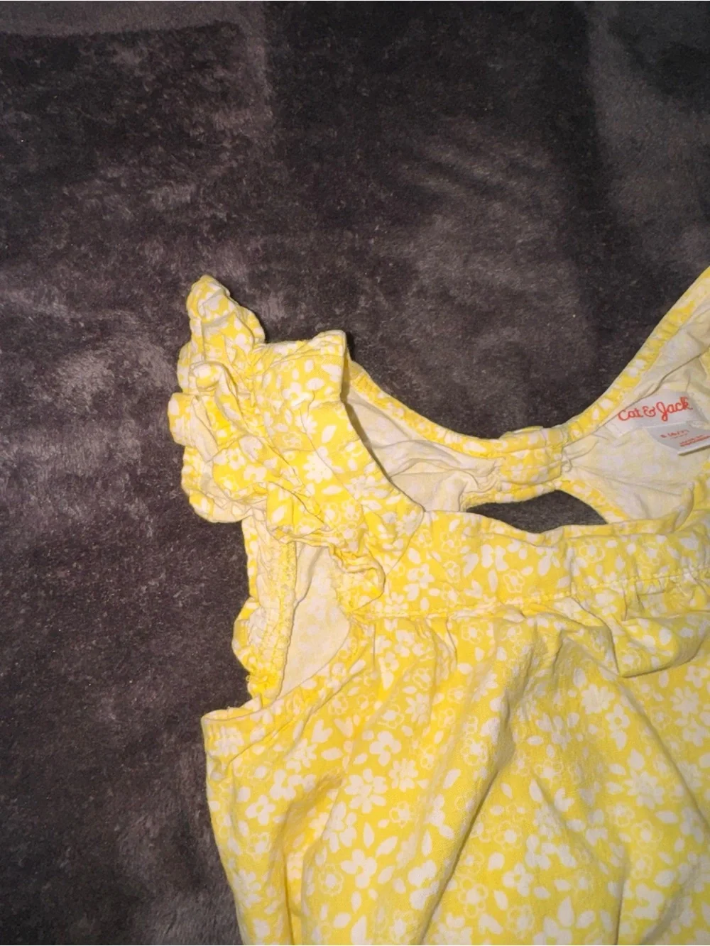 Girls Yellow 2 Piece Tank Top & Pants Floral Cat & Jack Outfit size 5/6